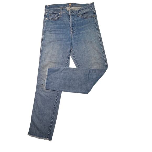7 FOR ALL MANKIND Jeans Womens Edie High Waist Straight Leg Light Blue Sz 28 - Picture 1 of 9